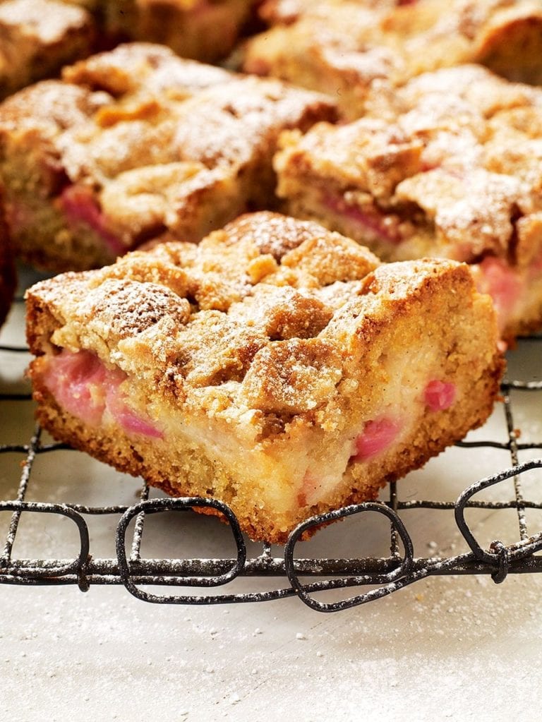 Rhubarb and soured cream crumb cake recipe | delicious. magazine