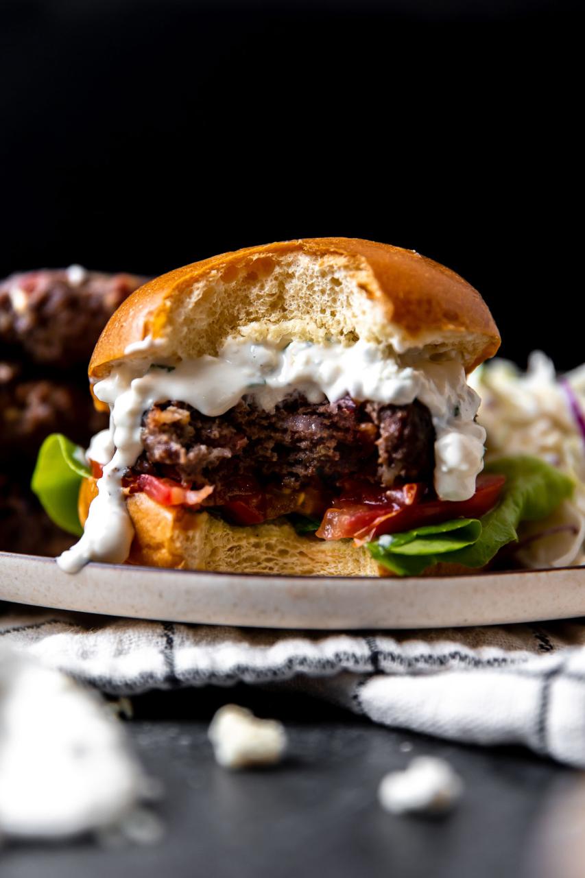 Grilled Blue Cheese Burgers with Bacon & Crunchy Apple Slaw | PWWB