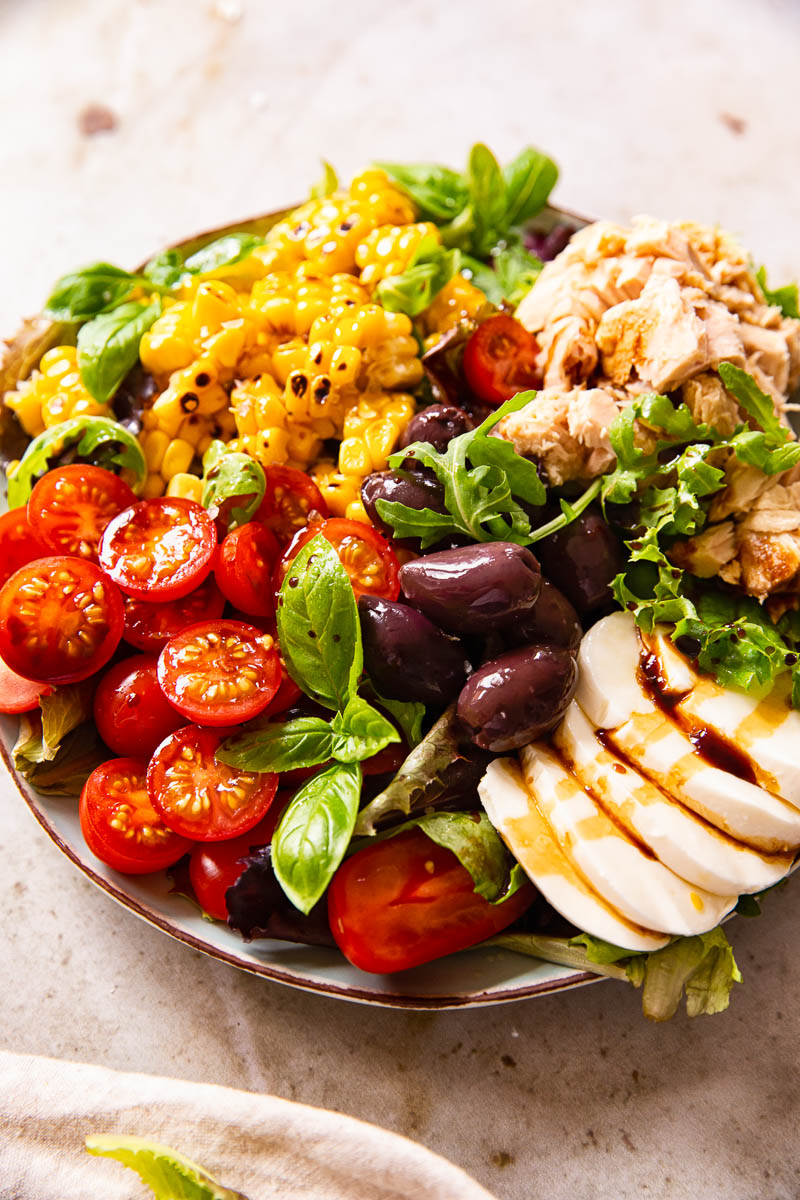 Italian Salad Recipe with Tuna, Corn and Mozzarella - Vikalinka