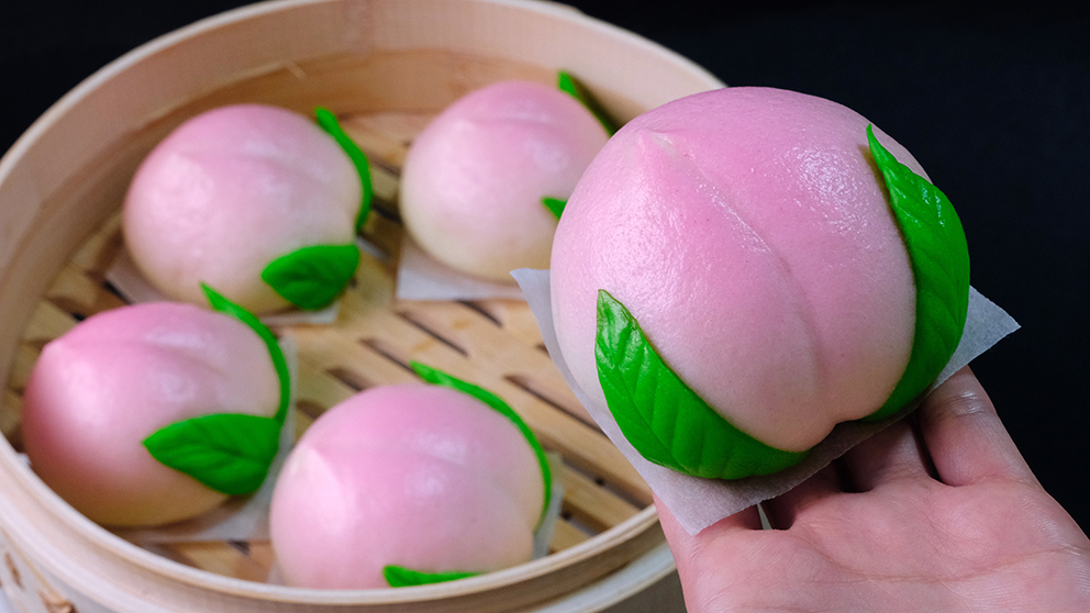 Longevity peach buns “Shou tao bao”寿桃包￼