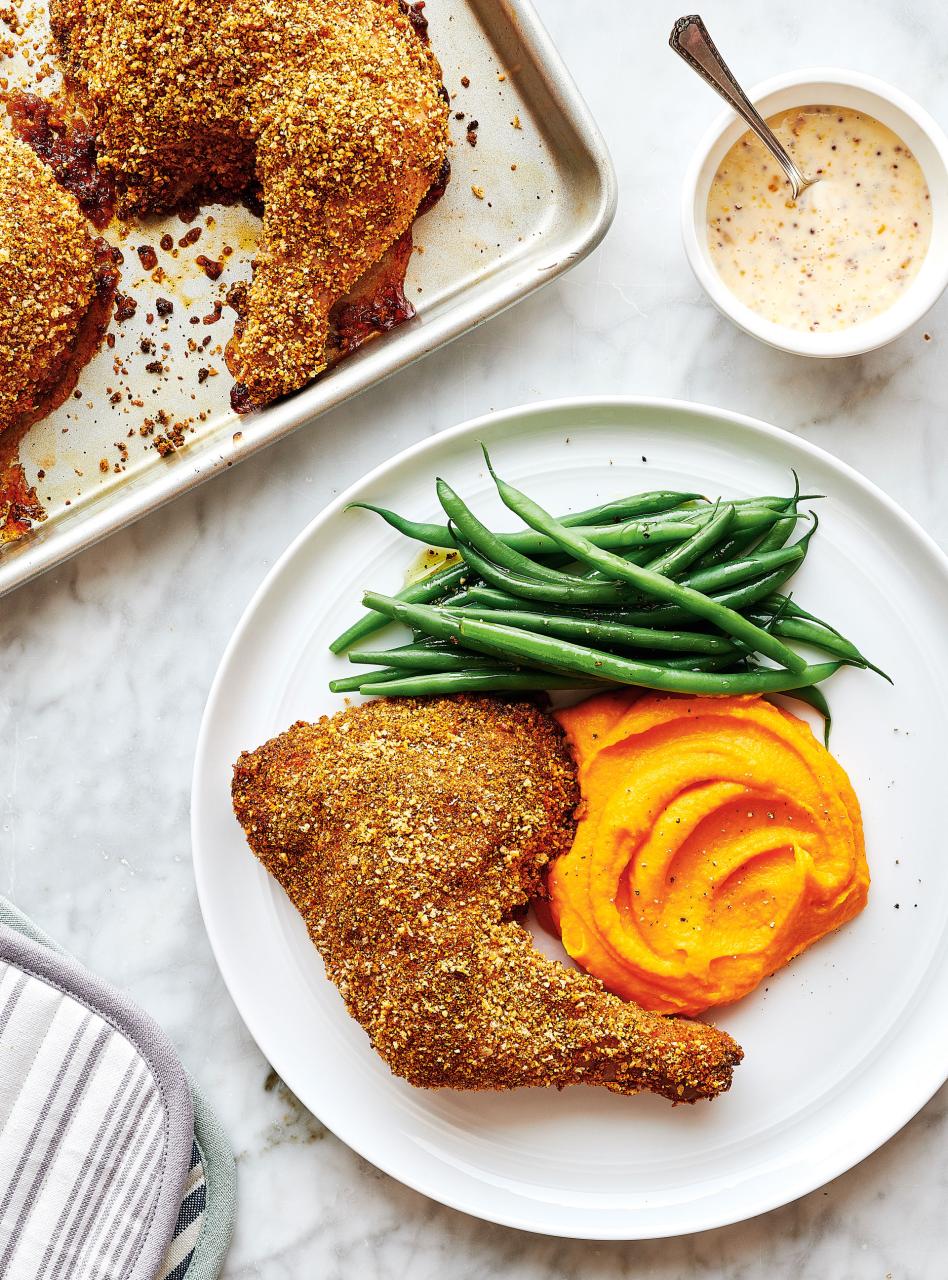 Baked Almond-Crusted Chicken with Carrot Purée | RICARDO